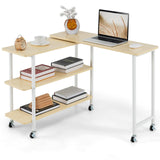 Tangkula 360°Rotating Sofa Side Table, Mobile End Table with 2-Tier Storage Shelves