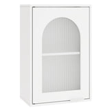Tangkula Bathroom Wall Cabinet with Tempered Glass Door & Adjustable Shelf