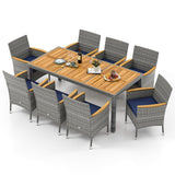 Tangkula 9 Pieces Patio PE Wicker Dining Set