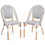 Tangkula French Bistro Chair Set, Outdoor Armless Dining Chairs with Hand-Woven Rattan