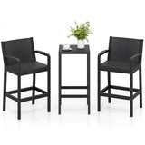 Tangkula 3 Pieces Patio Bar Set for Garden