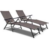 Tangkula Patio Lounge Chair Chaise, Adjustable Backrest, 5 Back & 2 Leg Positions Outdoor Reclining Lounger Chairs