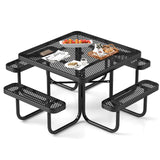 Tangkula 8 Person Picnic Table, Square Commercial Grade Outdoor Picnic Table with 4 Built-in Benches
