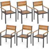Tangkula Acacia Wood Patio Chairs Set of 6