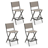 Counter Height Folding Bar Chairs with Back and Footrest - Tangkula