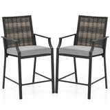 Tangkula Patio Bar Stools(w/Armrest)