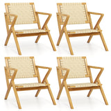 Tangkula Teak Wood Outdoor Dining Chair for Living Room