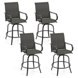 Tangkula Outdoor Swivel Bar Stools, Bar Height Tall Patio Chairs with Armrests & High Back
