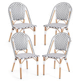 Tangkula French Bistro Chair Set, Outdoor Armless Dining Chairs with Hand-Woven Rattan