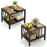 Tangkula Outdoor Side Table with 1.57” Umbrella Hole