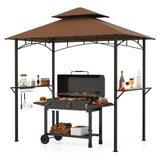 Tangkula 8x5 Ft Grill Gazebo, 2-Tier Barbecue Gazebo with 2 Shelves