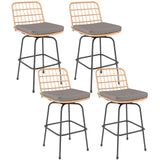 Tangkula Patio Swivel Barstools, Wicker Bar Height Chairs w/Soft Seat Cushions