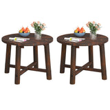 Tangkula Patio End Table with Solid Wood Structure