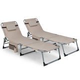 Tangkula Tanning Chair, Outdoor Folding Beach Lounge Chair with Face Hole