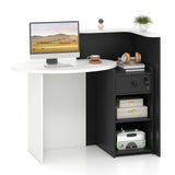 Tangkula Reception Desk, Front Counter Desk with Lockable Drawer & Adjustable Shelf