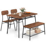 Tangkula Dining Table Set for 4(Set for 4 with bench)