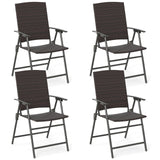 Tangkula Outdoor Folding Chairs Set of 2/4 Patio PE Wicker Dining Chairs