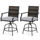 Tangkula Outdoor Wicker Swivel Bar Stools Set of 2/4