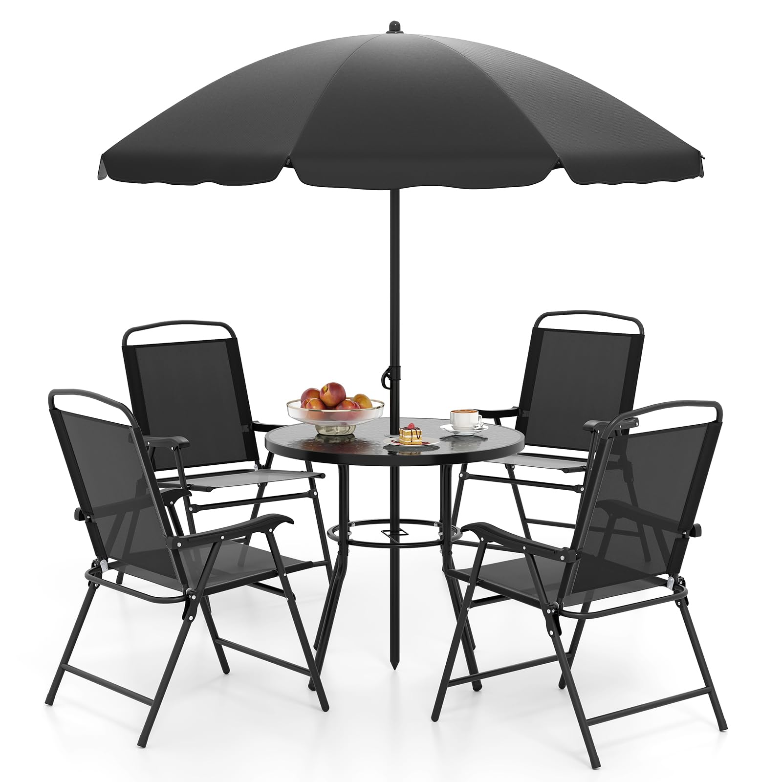 6 piece folding patio dining set with umbrella Tangkula 6 Pieces Patio Dining Set with Umbrella for Garden – tangkula