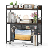 Tangkula Desktop Bookshelf Multipurpose 2-Tier Desk Hutch with Pegboard