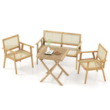 Tangkula Patio Table and Chair Set for 4, Outdoor Wood Conversation Set, Suitable for Backyard, Garden, Porch