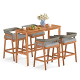 Tangkula 5 Piece Patio Bar Set with 4 Cushioned Barstools