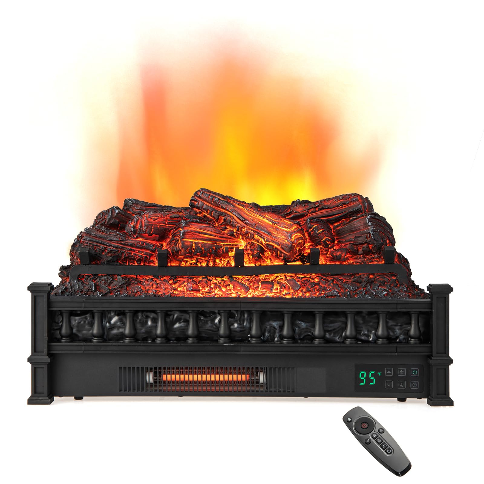 26" Infrared Quartz Electric Fireplace Log Heater - Tangkula