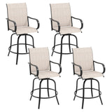 Tangkula Outdoor Swivel Bar Stools, Bar Height Tall Patio Chairs with Armrests & High Back