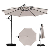 Tangkula 10 FT Solar Cantilever Patio Umbrella with Base