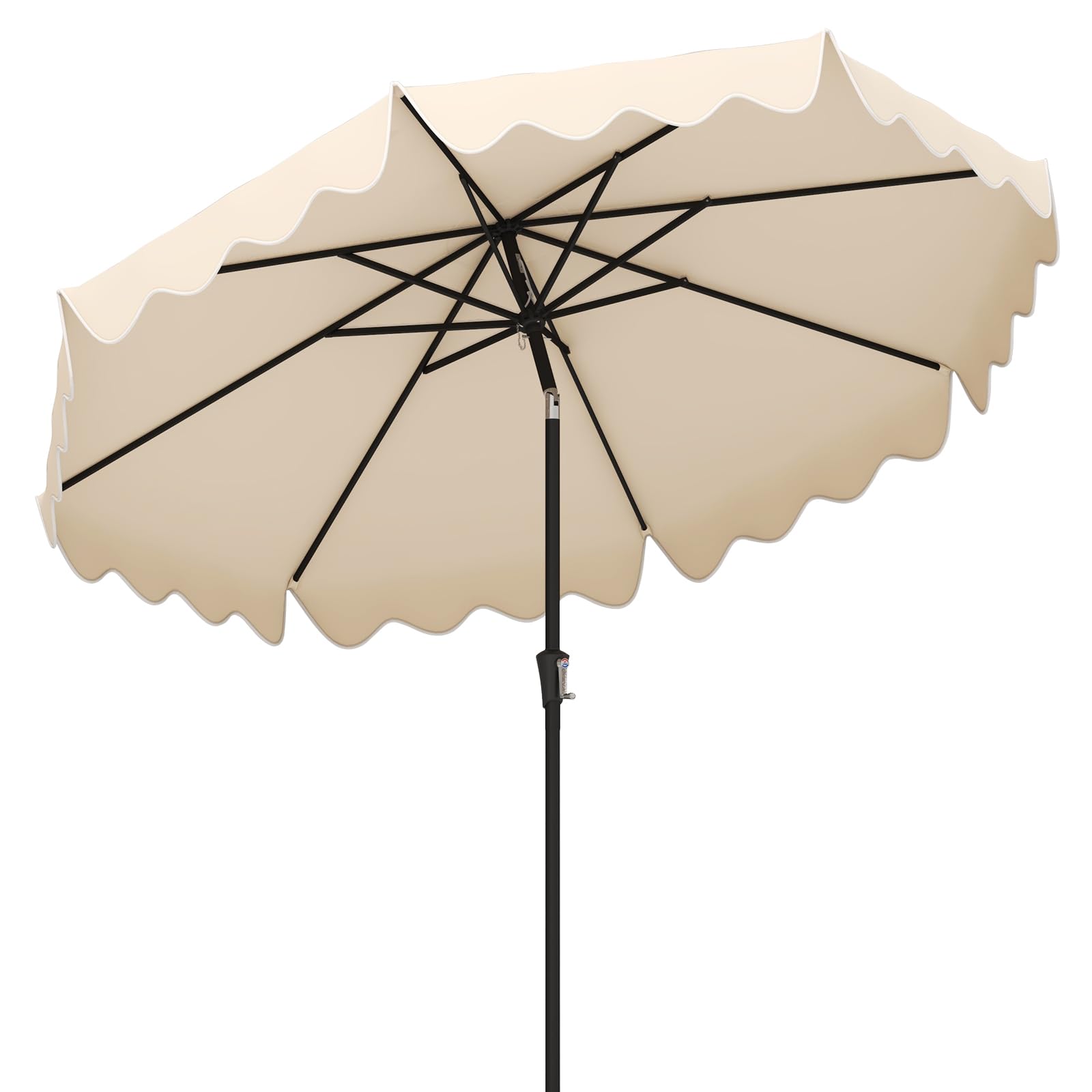 2 tier patio umbrella Costway 9 ft Outdoor Sun Umbrella with Crank Handle and Push Button Tilt-Beige