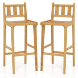 Tangkula Teak Wood Bar Stool, 30” Bar Chair with Footrest & Backrest