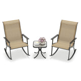 Tangkula 3 Piece Patio Rocker Set with Side Table for Porch