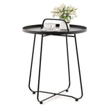 Tangkula Outdoor Side Table with Handle, 18" Round Small Coffee Accent Table for Indoor & Outdoor