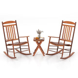 Tangkula 3-piece Outdoor Poplar Wood Rocking Bistro Set