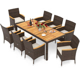 Tangkula 9 Pieces Patio PE Wicker Dining Set