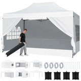 Tangkula 10x14 FT Pop Up Canopy, Outdoor Tent with 4 Sidewalls