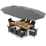 Tangkula 11 Pieces Patio Dining Set with Double-Sided Led Patio Umbrella (Base Included)