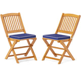 Tangkula 2/4 Pieces Folding Outdoor Dining Chairs, Acacia Wood Patio Chairs with Soft Cushions
