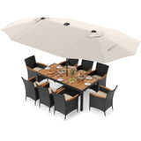 Tangkula 11 Pieces Patio Dining Set with Double-Sided Led Patio Umbrella (Base Included)