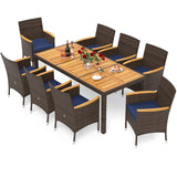 Tangkula 9 Pieces Patio PE Wicker Dining Set