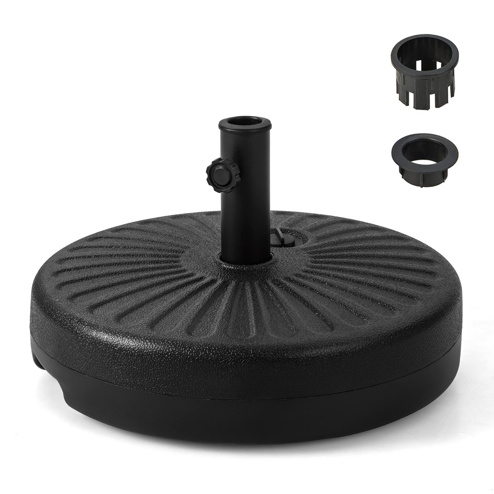 75 pound patio umbrella base Tangkula Fillable Umbrella Base, 75 lbs Water & Sand Filled Heavy Duty 20 Inch Round Patio Outdoor Umbrella Weights, Umbrella Stand for Umbrella