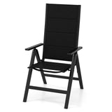 Tangkula Patio Folding Chair, Outdoor Dining Chairs with Soft Padded Seat, 7-Position Adjustable Backrest, Armrests