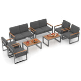 Tangkula 4/8 Piece Patio Aluminum Furniture Set(Gray)