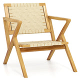 Tangkula Teak Wood Outdoor Dining Chair for Living Room
