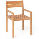 Tangkula Outdoor Teak Wood Chair with Slatted Seat & Backrest