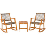 Tangkula 3 Piece  Acacia Wood Rocker Bistro Set