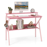 Tangkula 2 Tier Computer Desk with Monitor Stand