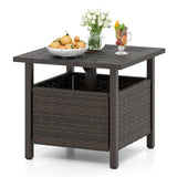 Tangkula Outdoor Side Table with 1.93" Umbrella Hole