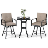 Tangkula 3 Pieces Patio Swivel Bar Set