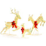 Tangkula 3-Piece Outdoor Christmas Lighted Reindeer Family Set, Light up Xmas Deer Decorations ( 3.4 FT+3.1 FT+1.6 FT )